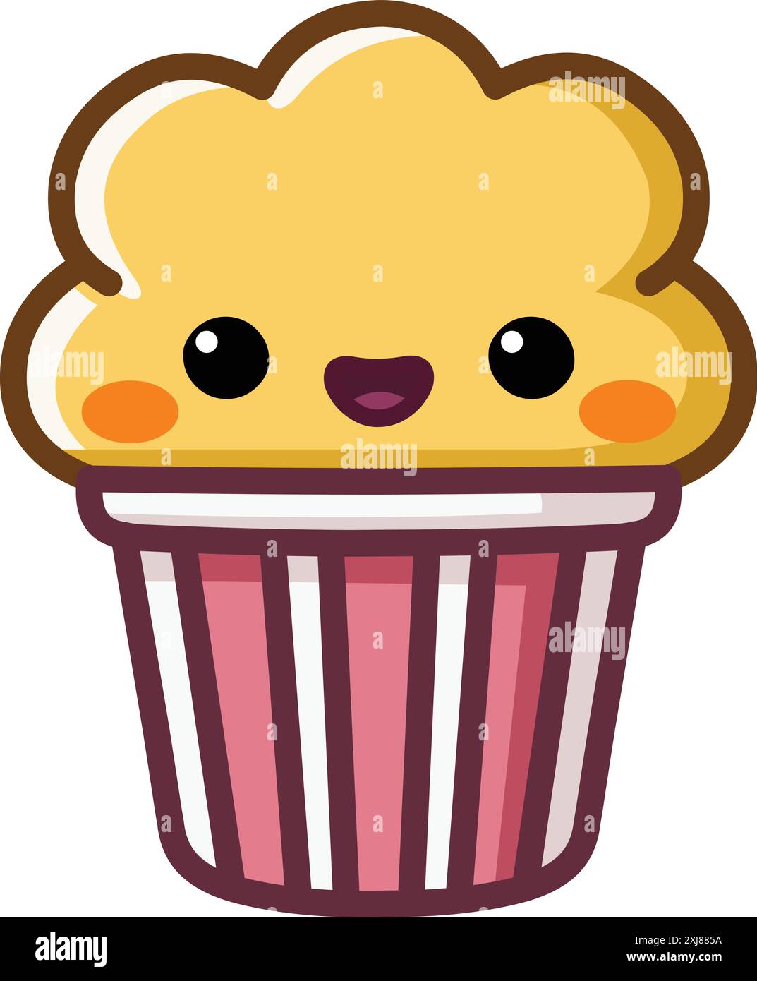 Happy popcorn bucket character in a kawaii style Stock Vector
