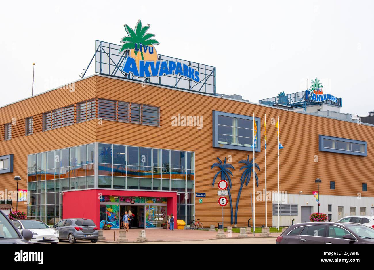 Jurmala, Riga, Latvia-13JUL2024- Exterior view of Līvu Akvaparks, Livu water park in Latvia in summer. Stock Photo