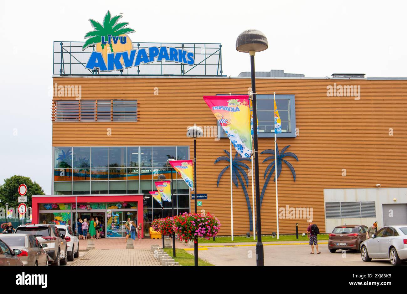 Jurmala, Riga, Latvia-13JUL2024- Exterior view of Līvu Akvaparks, Livu water park in Latvia in summer. Stock Photo