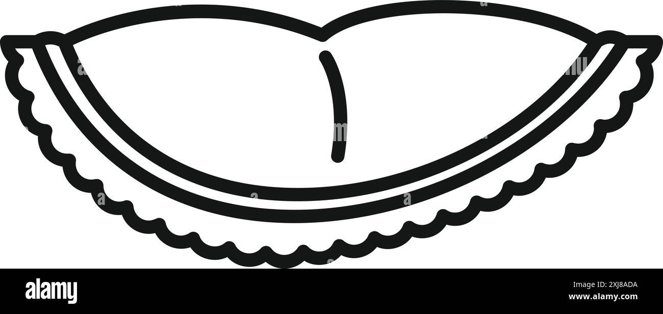 Simple line art of a durian fruit cut in half, showing the seeds inside Stock Vector