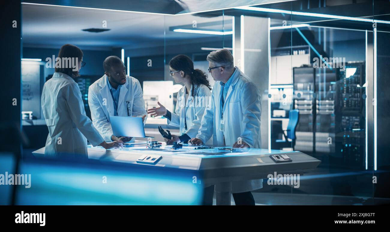 Team of Tech Scientists Having a Group Meeting in Research and ...