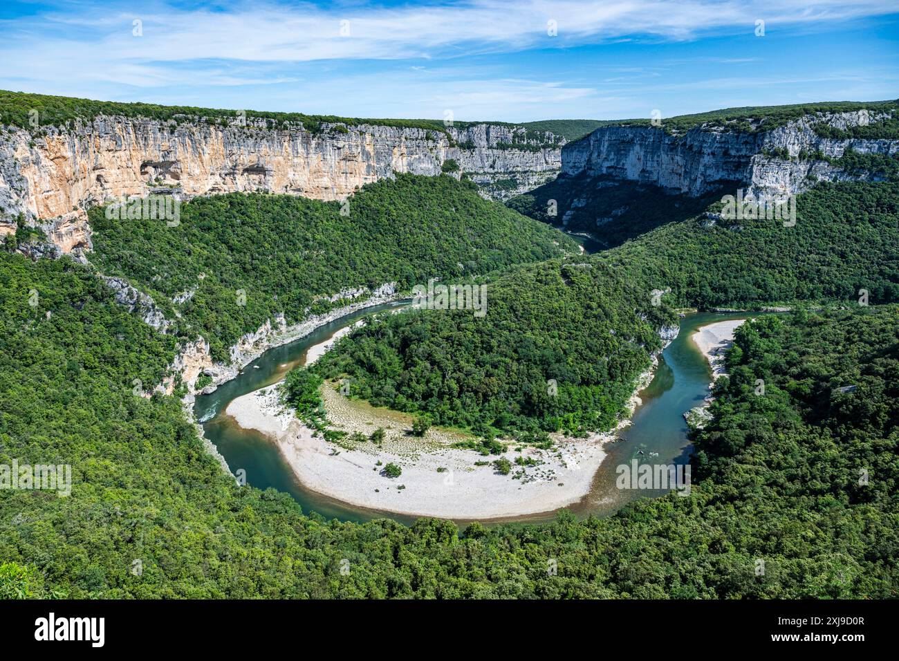 Aerial of the Ardeche Gorge Gorges de l Ardeche, Ardeche, Auvergne ...
