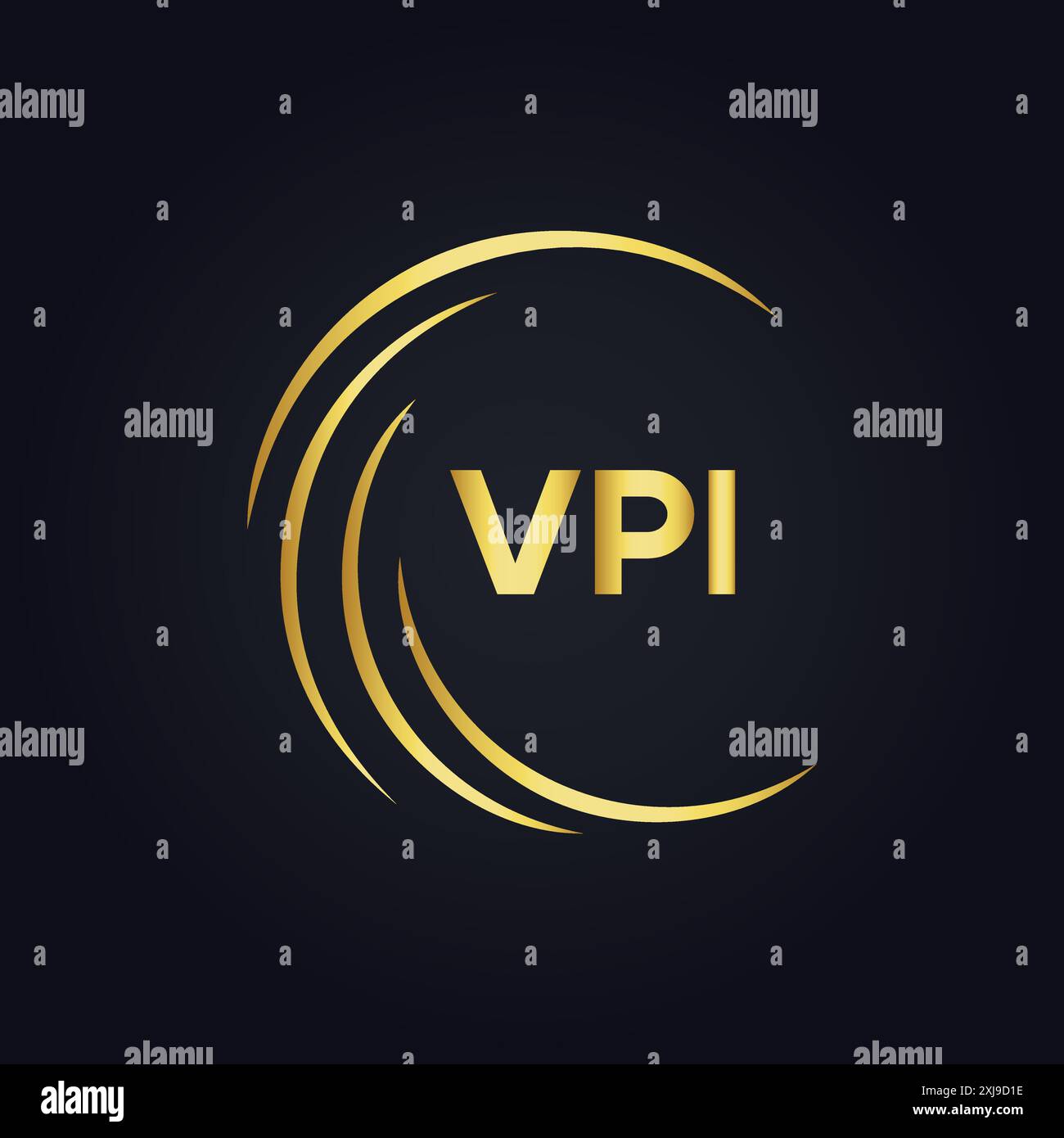 VPI logo. V P I design. White VPI letter. VPI, V P I letter logo design. V P I letter logo design in GOLD, GOLDEN LOGO, THREE, style. letter logo set Stock Vector