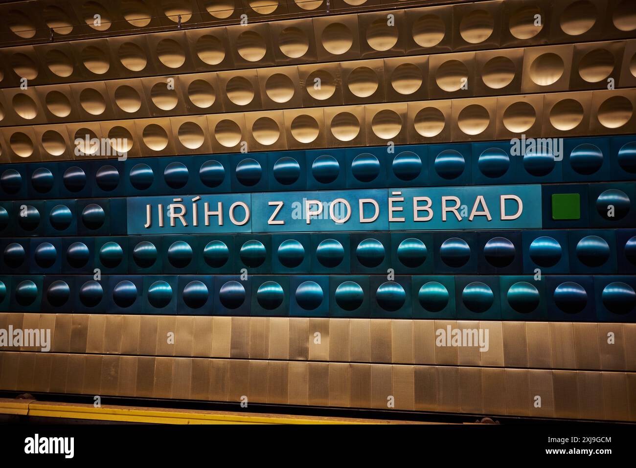 Jiriho z Podebrad metro station decorated with modern coloured
