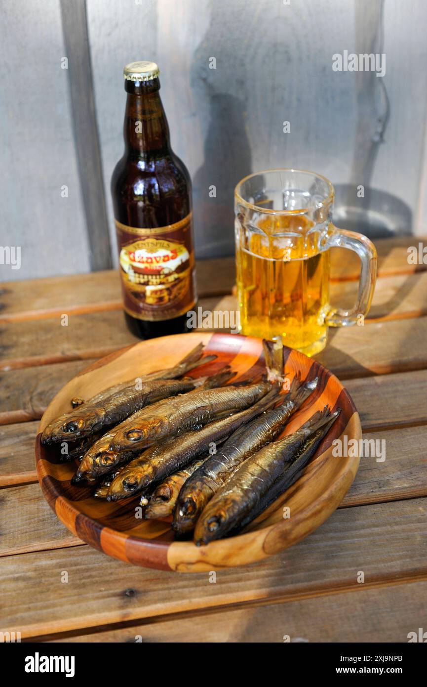 Herrings and local beer, Kemeri, Jurmala, Gulf of Riga, Latvia, Baltic region, Europe Copyright: GOUPIxCHRISTIAN 1382-127 Stock Photo