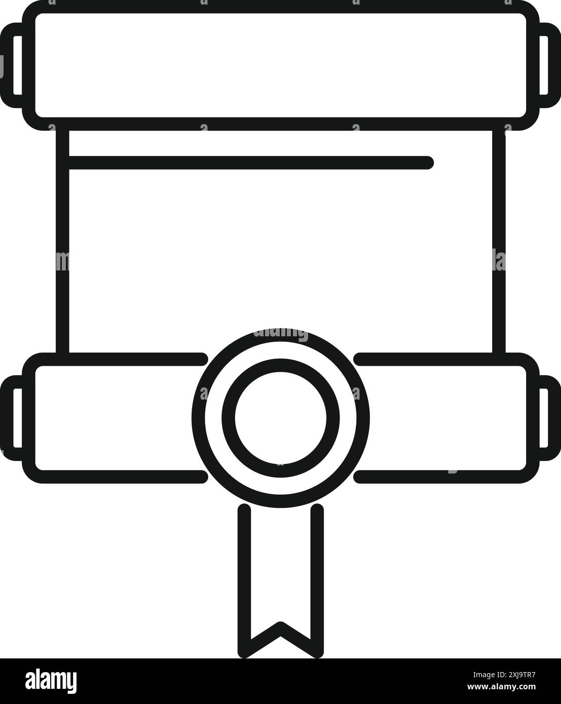 Black outline icon of an official document with a notary stamp and ...