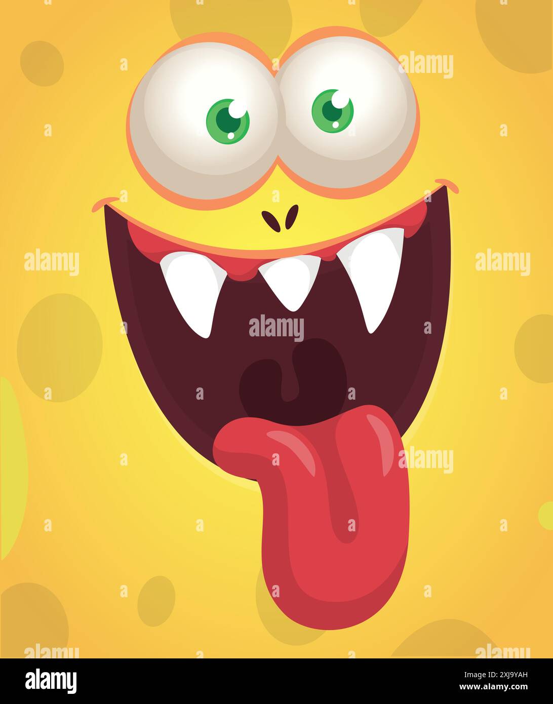 Funny cartoon monster character face expression showing long tongue ...