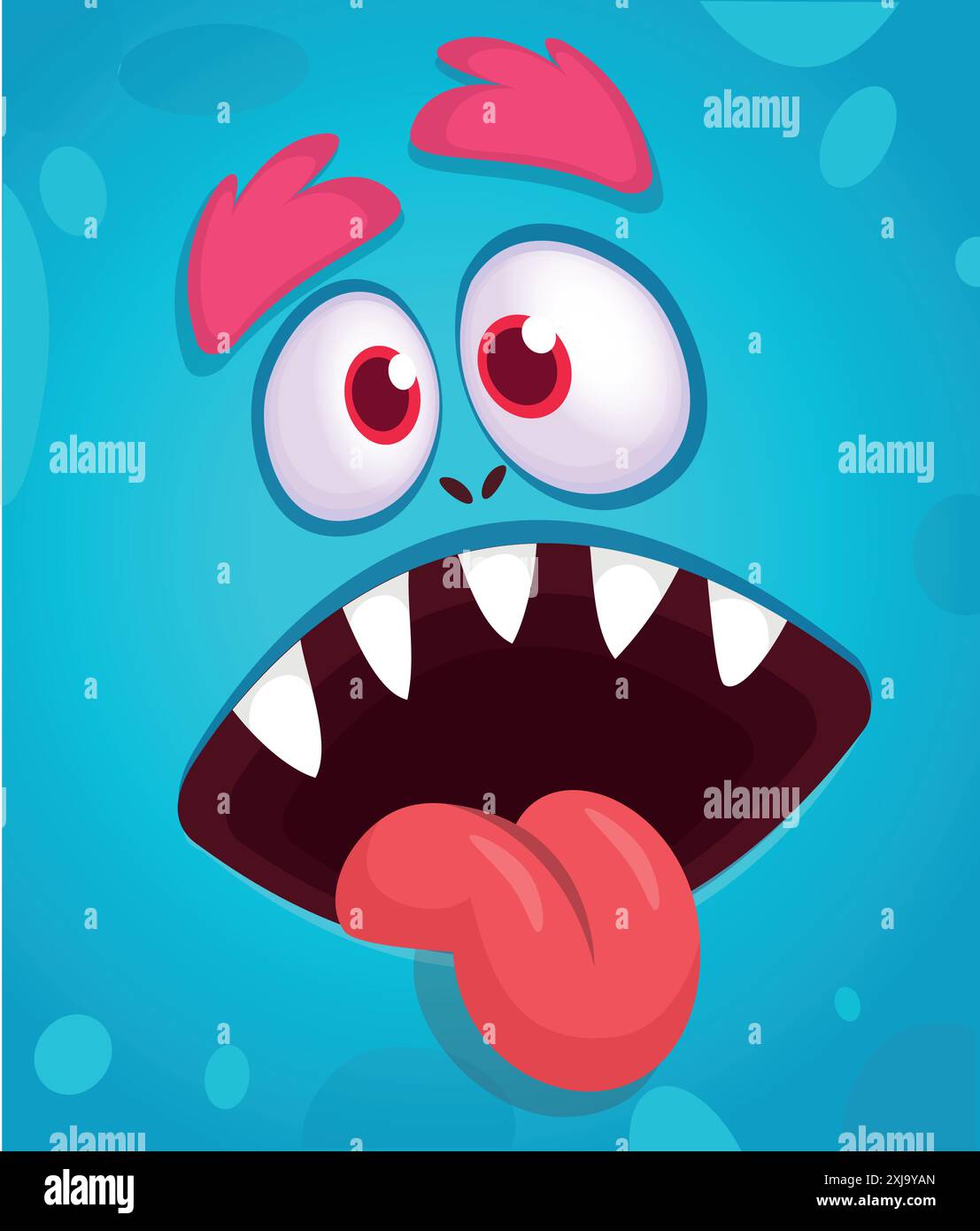 Funny cartoon monster character face expression showing long tongue ...