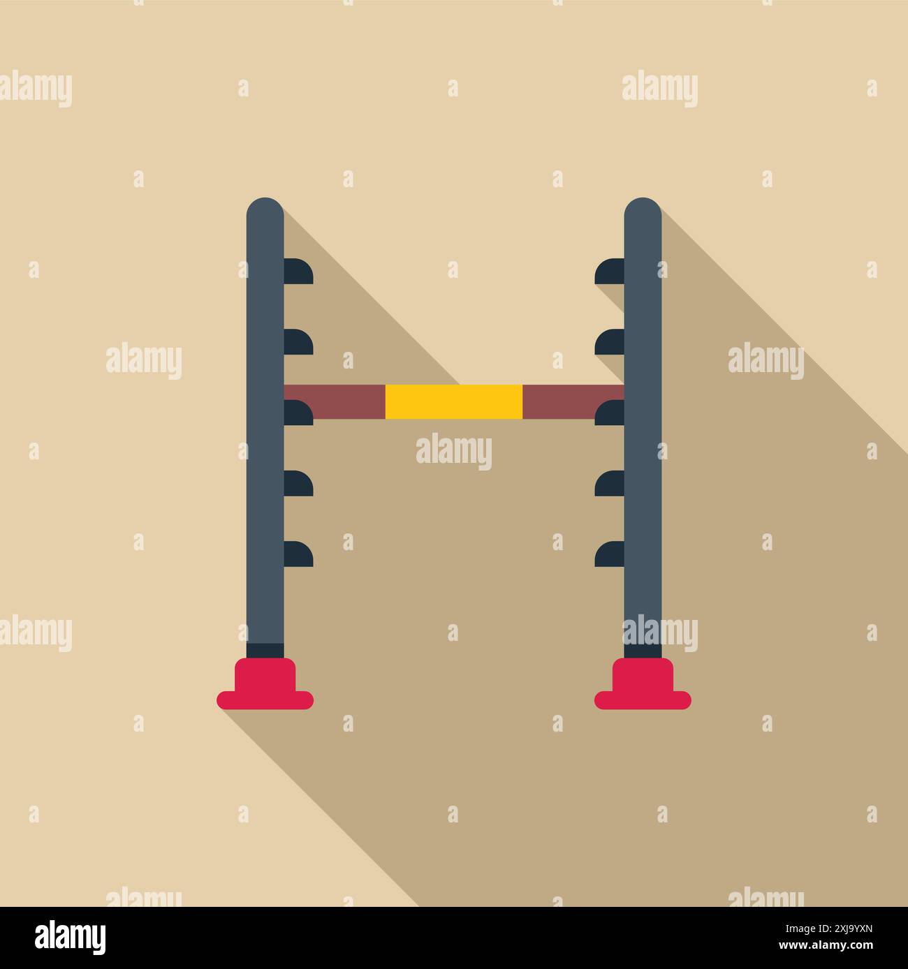 Adjustable gymnastic bar with long shadow on light brown background Stock Vector