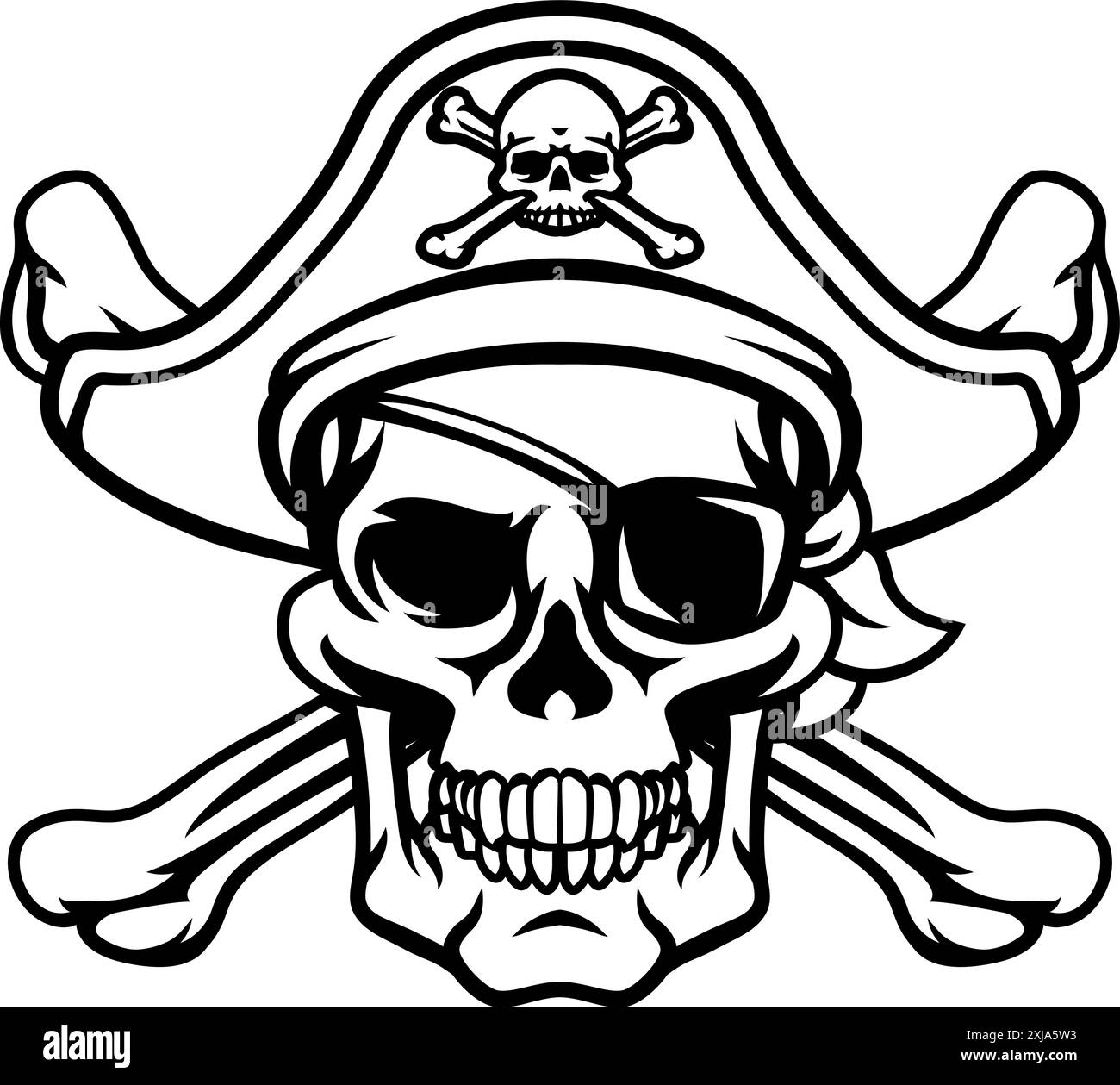 Pirate Hat Skull and Crossbones Cartoon Stock Vector Image & Art - Alamy