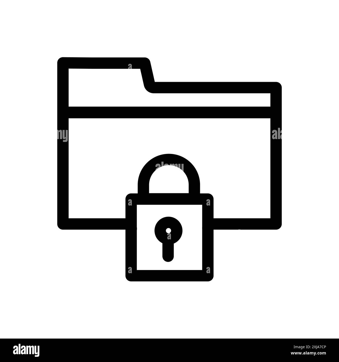 unlock folder icon set in thin line outline style and linear vector sign Stock Vector
