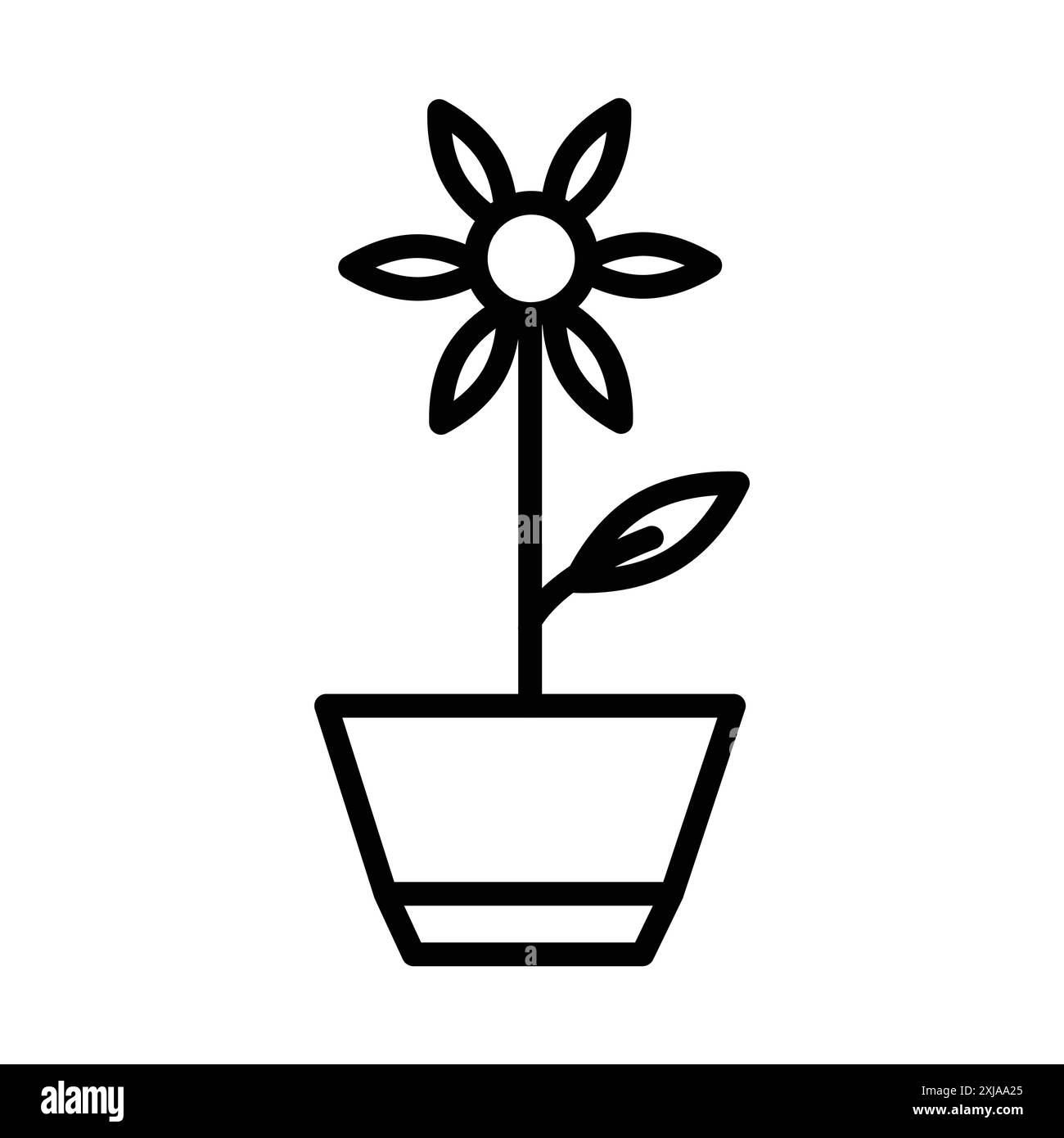 Flower in pot icon set in thin line outline style and linear vector ...