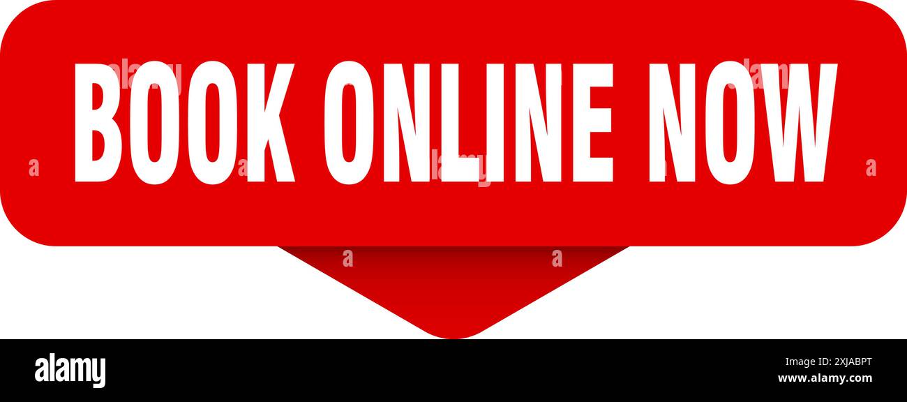 book online now sticker. book online now sign on transparent background. rectangular button Stock Vector