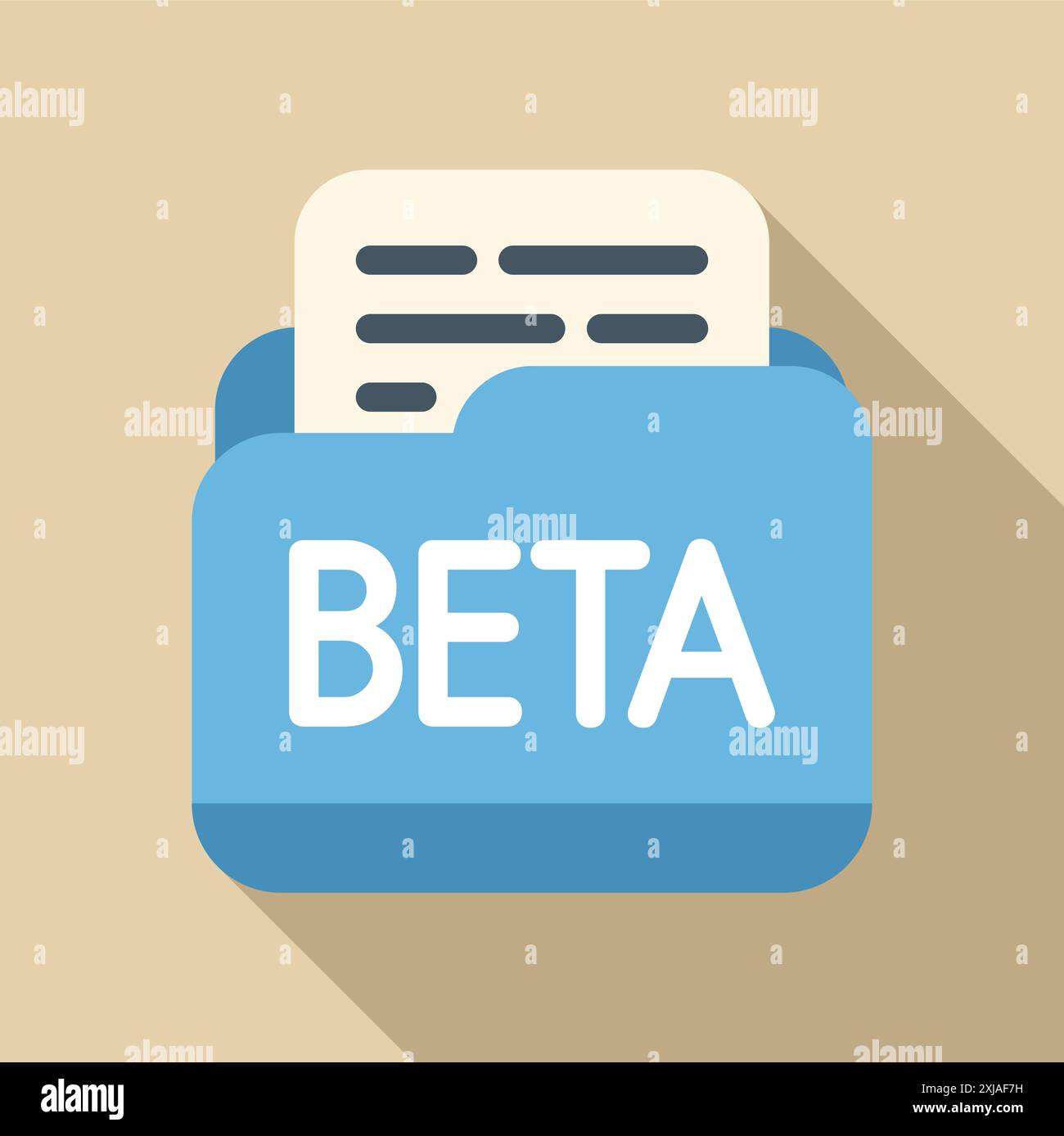 Blue beta software file folder containing documents, representing the testing phase of a software development project Stock Vector