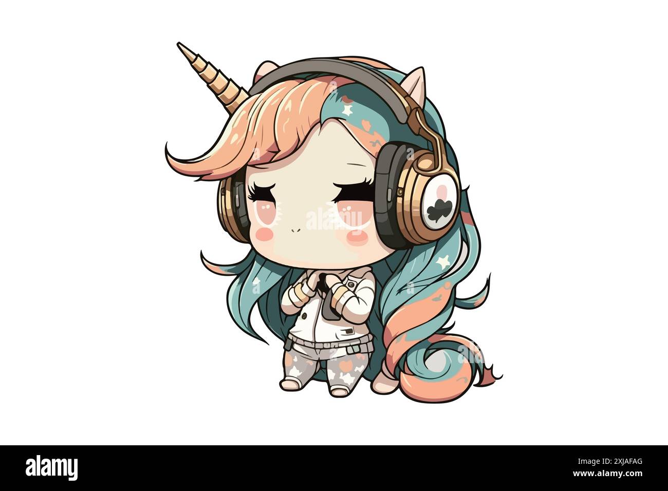 Baby wearing unicorn headphones Stock Vector Images - Alamy, image size:1300x956