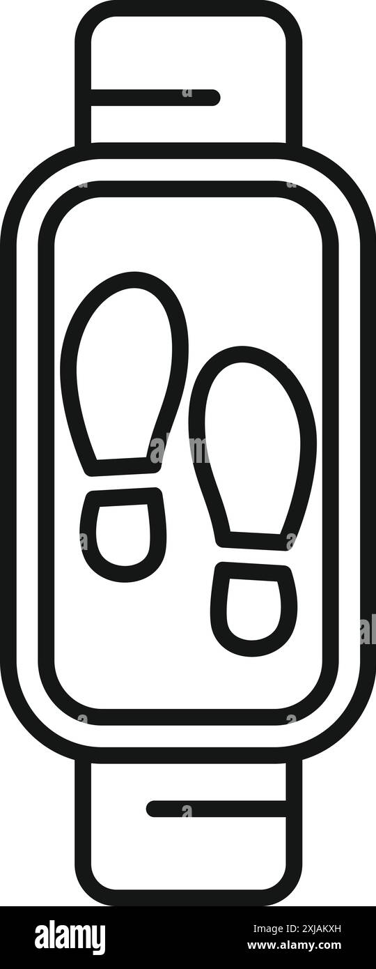 Line icon of a smart watch showing walking steps, great for apps and ...