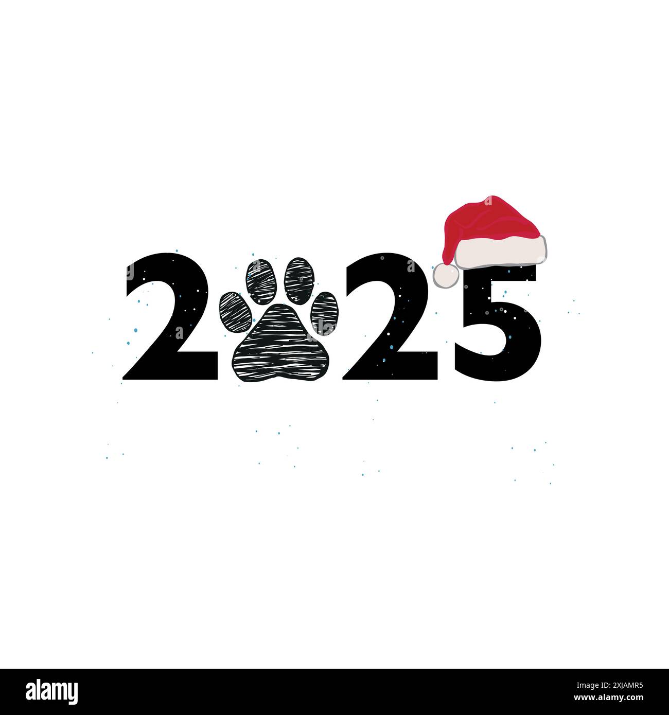 2025 text with paw prints and red hat stock vector image art alamy