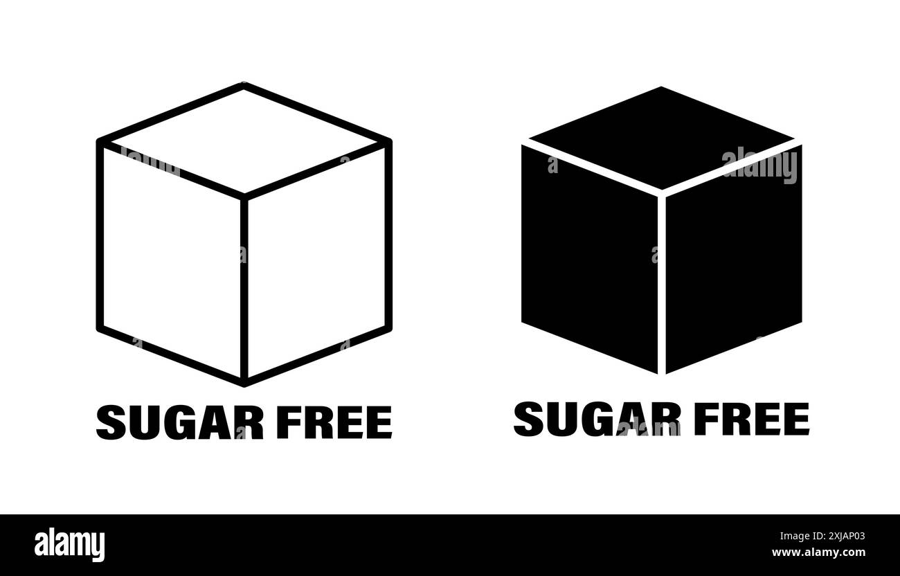 A graphic design element featuring two versions of a sugar cube icon ...