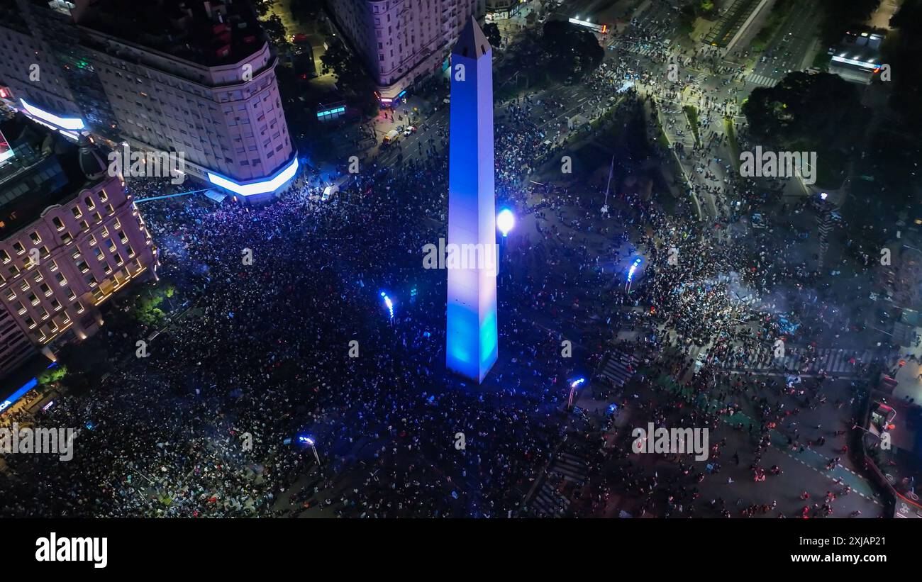 Buenos Aires, Argentina, July 14, 2024: Happy Argentine fans