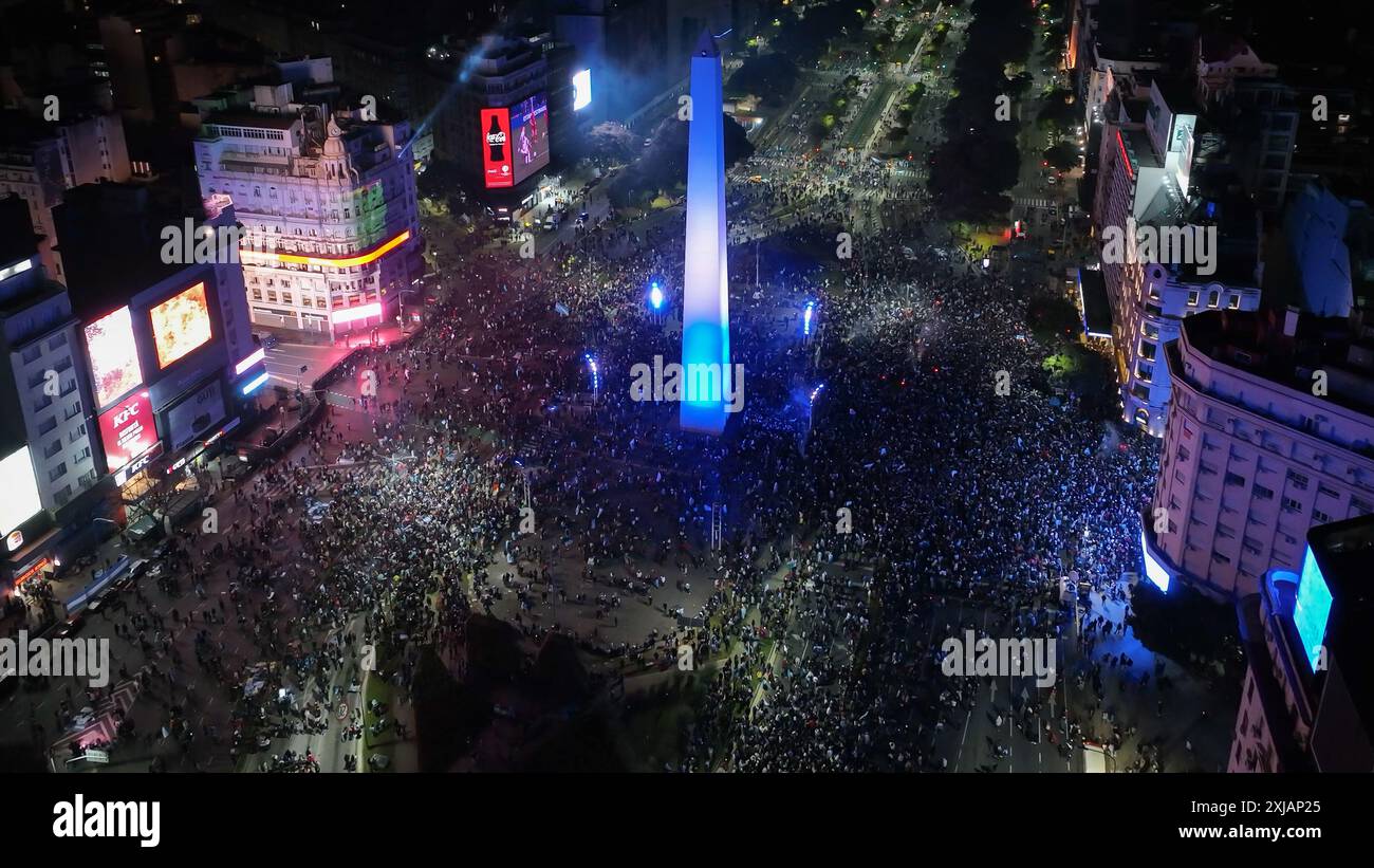 Buenos Aires, Argentina, July 14, 2024: Happy Argentine fans