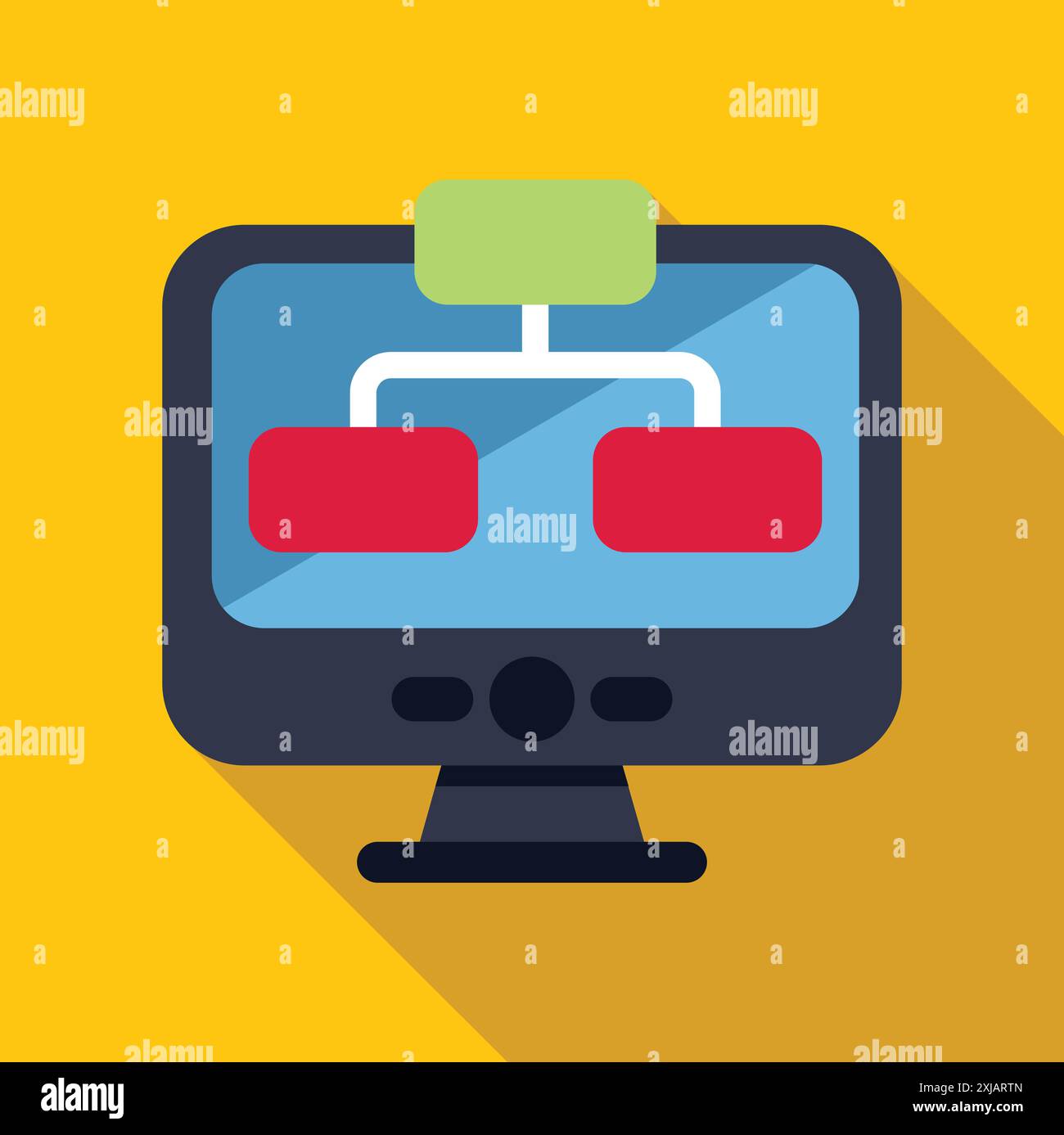 Computer screen is displaying a simple local area network diagram ...