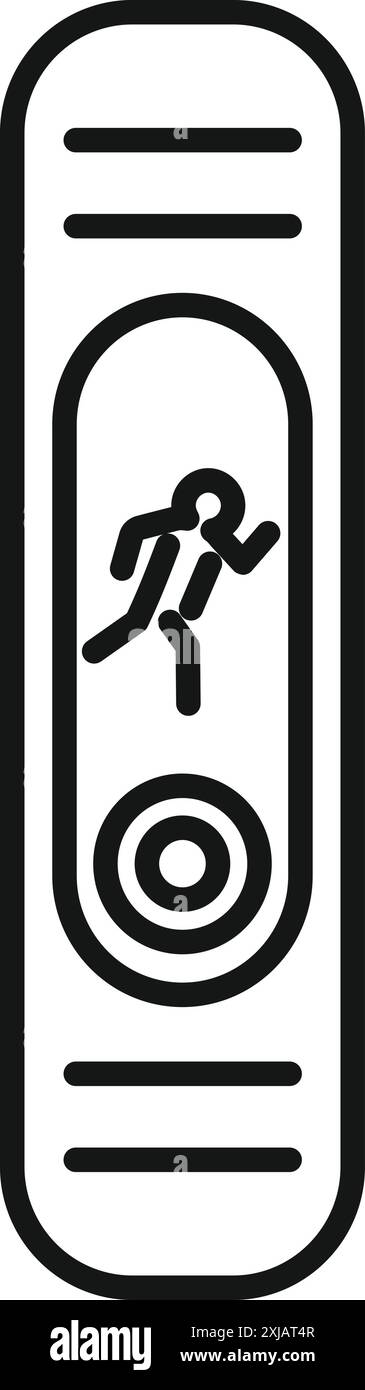 Line icon of a fitness tracker showing a running man icon and data ...