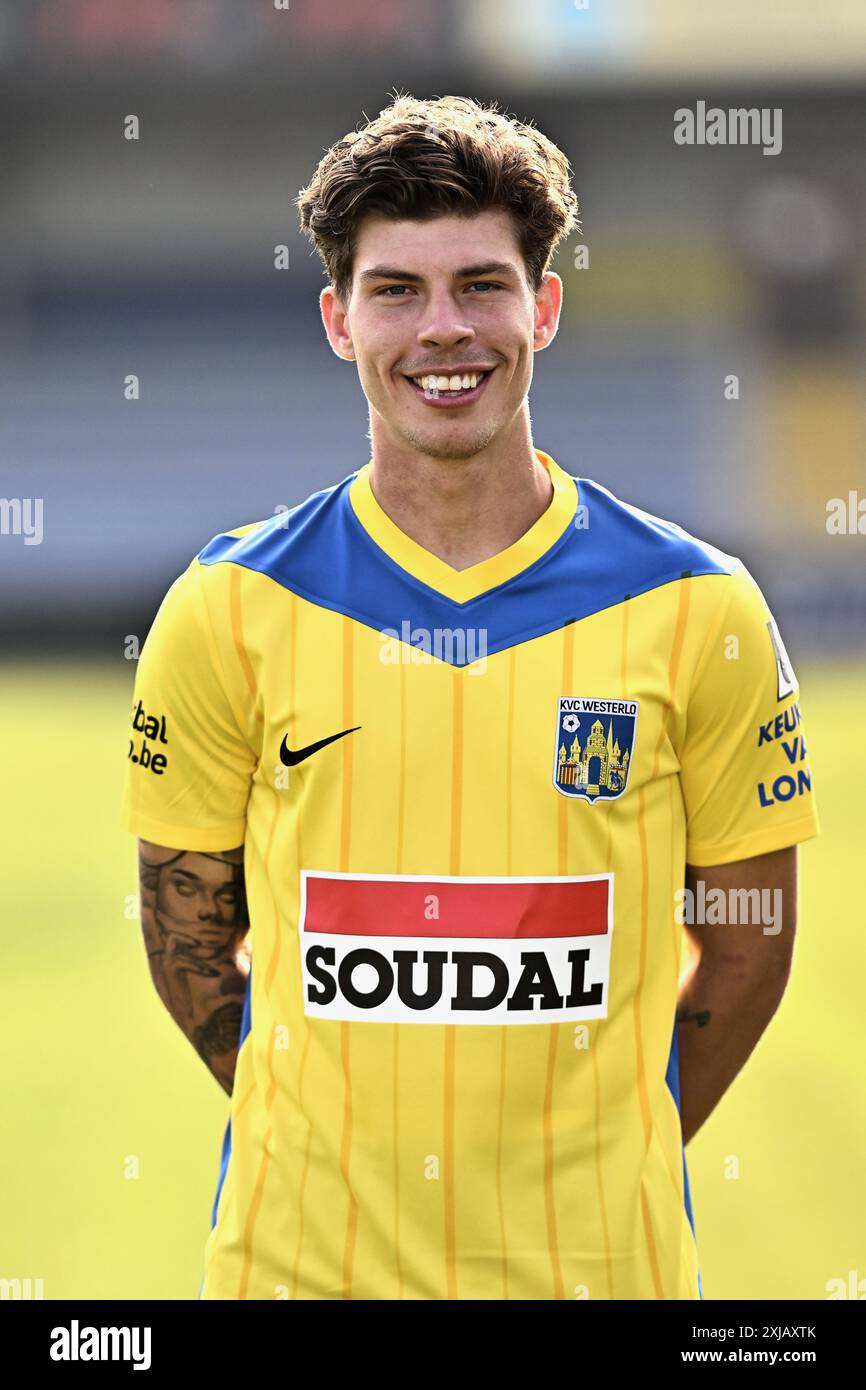 Westerlo, Belgium. 17th July, 2024. Westerlo's Jordan Bos poses for a portrait at the 2024-2025 season photoshoot of Belgian Jupiler Pro League team KVC Westerlo, Wednesday 17 July 2024 in Westerlo. BELGA PHOTO JOHAN EYCKENS Credit: Belga News Agency/Alamy Live News Stock Photo