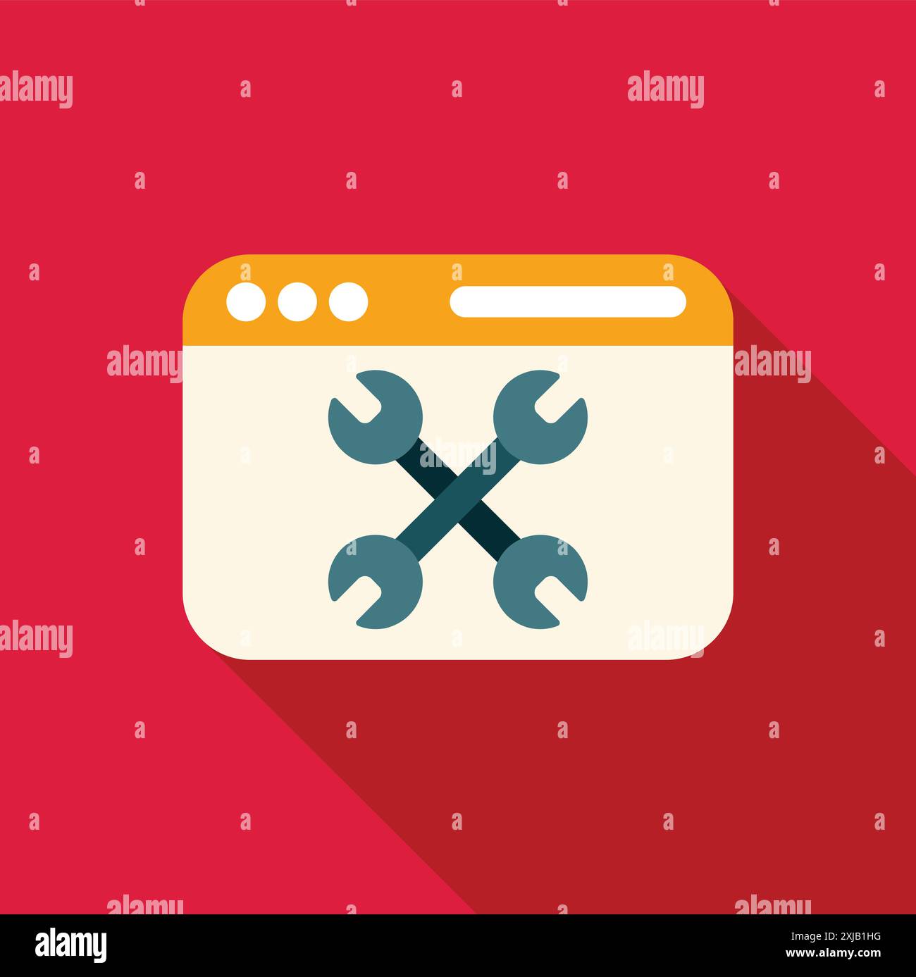 Website maintenance concept with crossed wrenches displayed in a web browser window Stock Vector