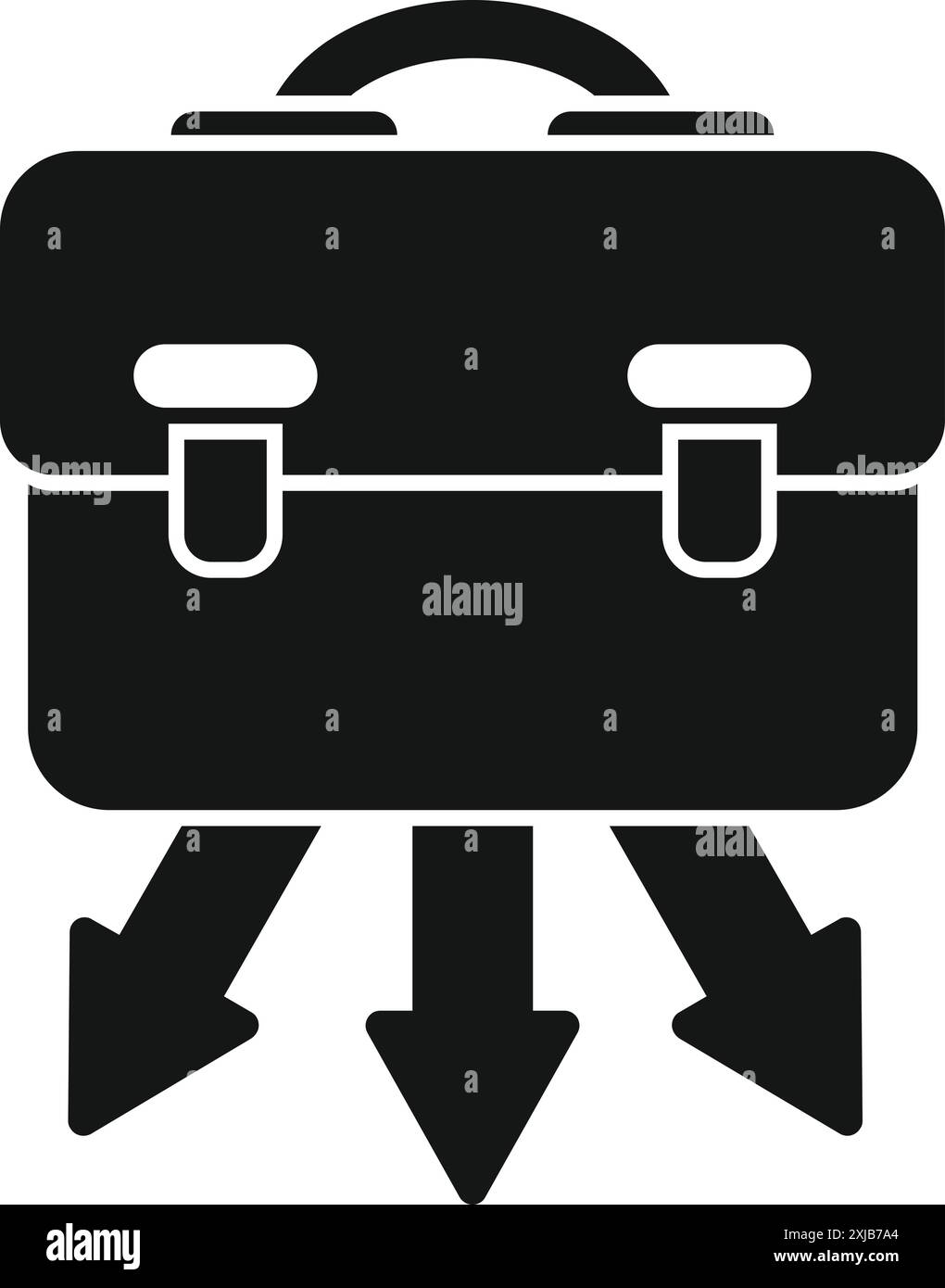 Black and white icon of a briefcase falling in value with three ...