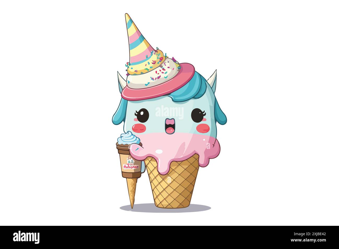 Unicorn Eat Ice Cream Vector Illustration Stock Vector Image & Art - Alamy