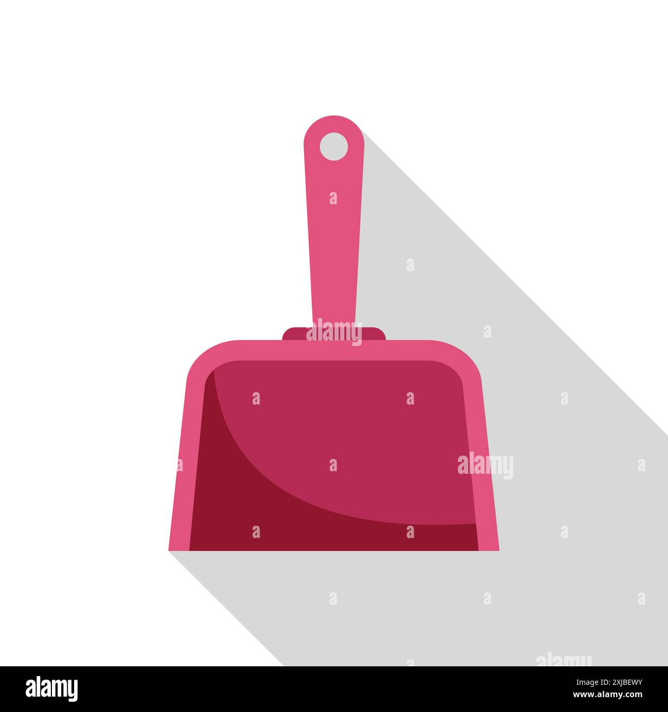 Pink dustpan lying on white background with long shadow Stock Vector