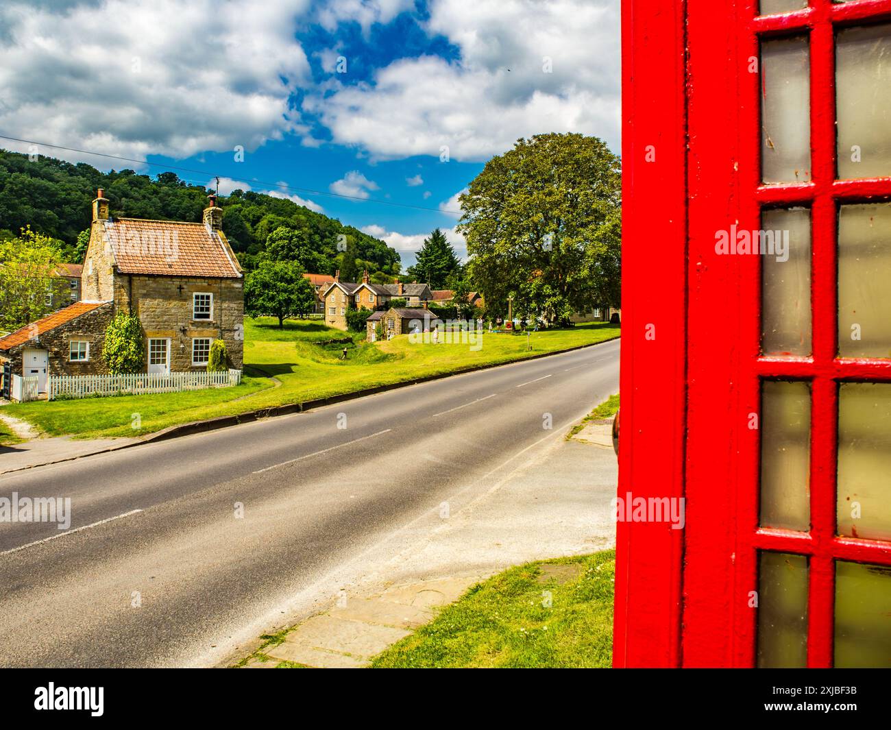 Hutton le Hole, North Yorkshire, England. June 2 2024. With red ...