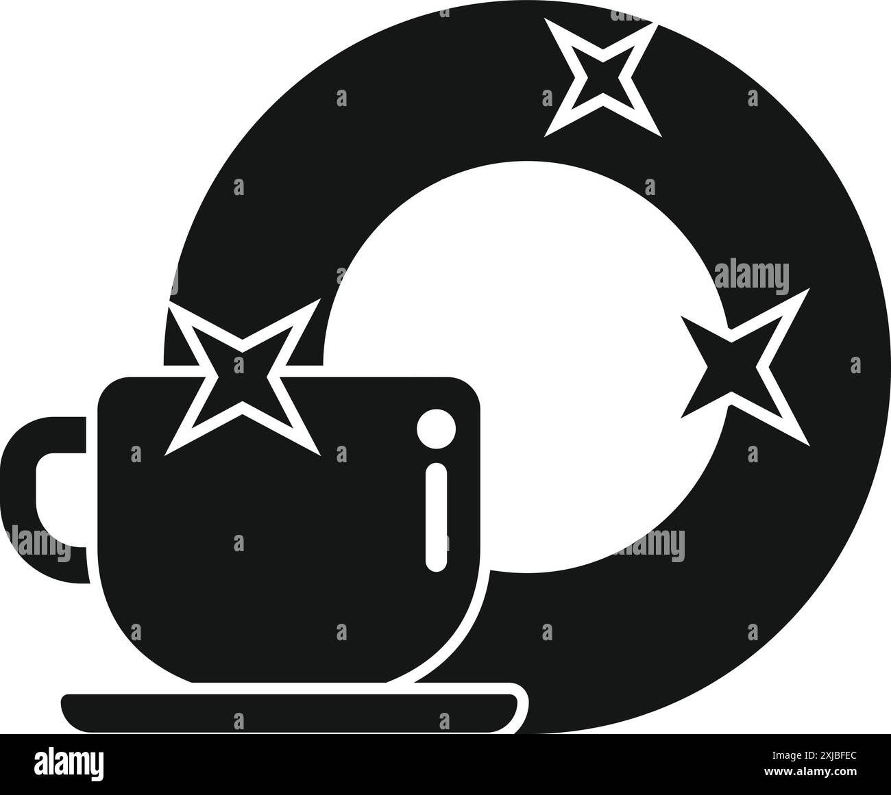 Black and white clean dishes icon showing sparkling cup and plate Stock Vector