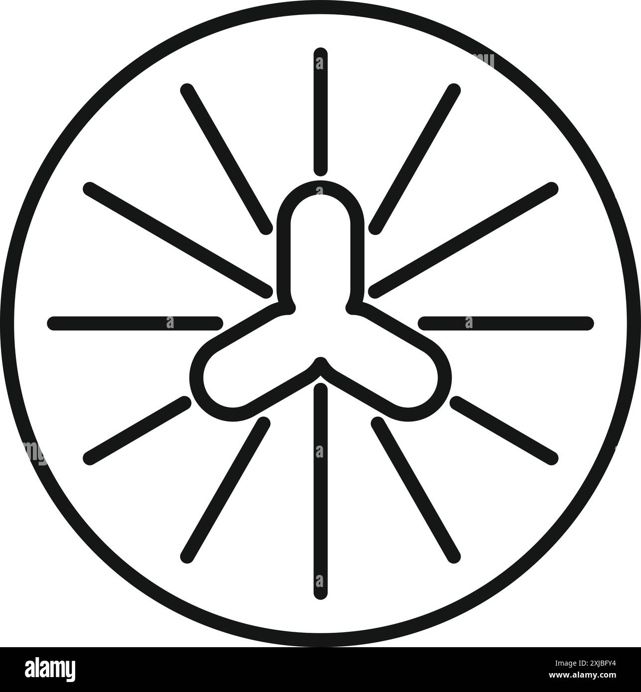 Simple ceiling fan is rotating, creating a refreshing breeze Stock Vector