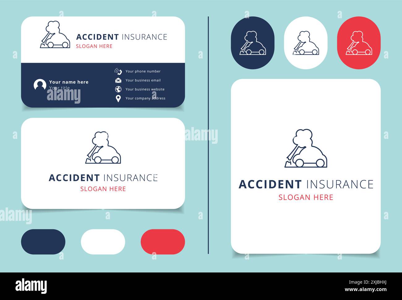 Business card design for an accident insurance company featuring a car ...