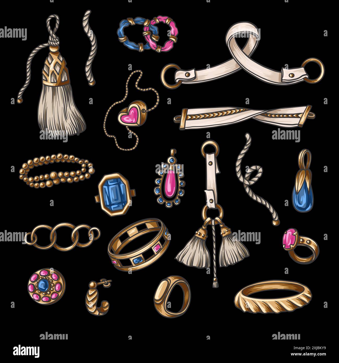 Golden vintage keys and jewelry isolated. Vector Stock Vector Image ...