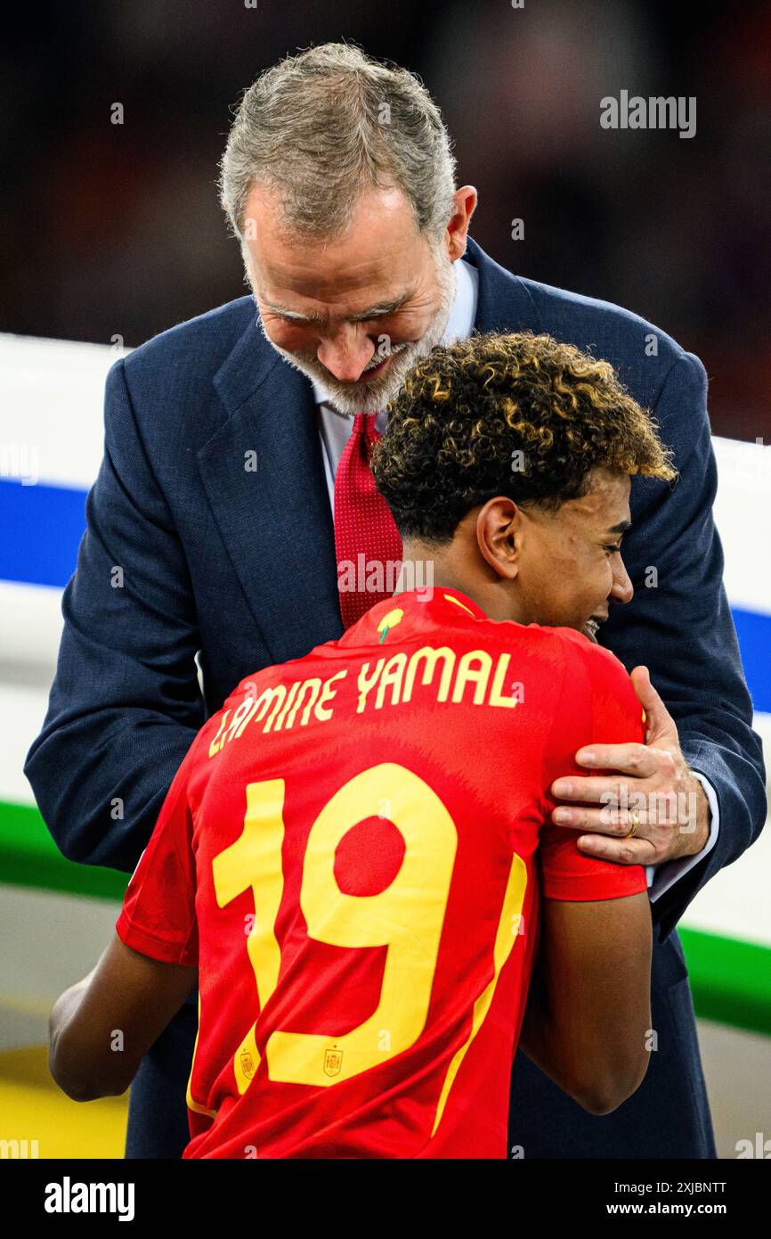 BERLIN, GERMANY 14 JULY, 2024 Felipe VI of Spain, Lamine Yamal, The