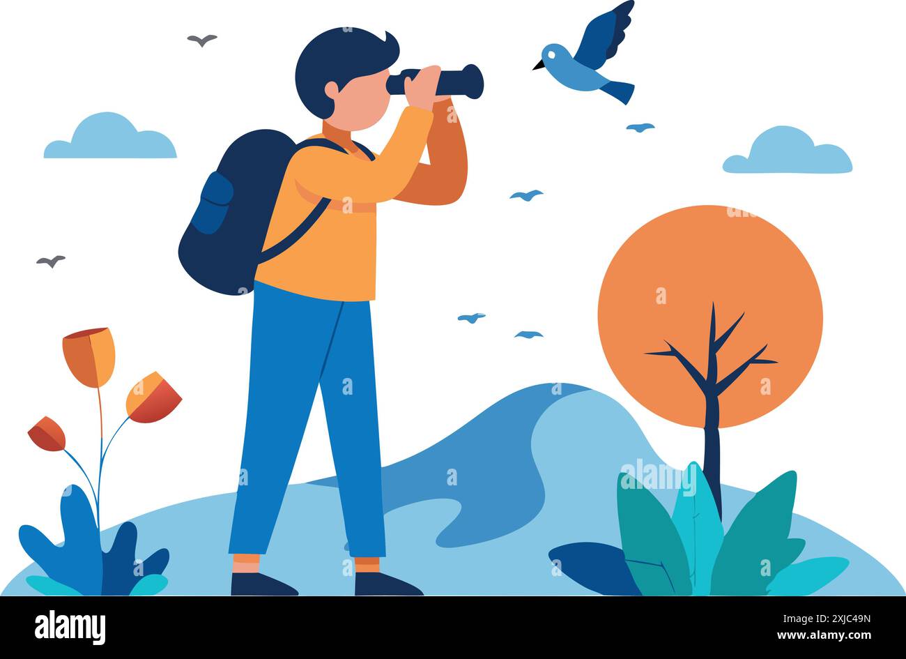 Backpack enjoying watching stock vector images alamy