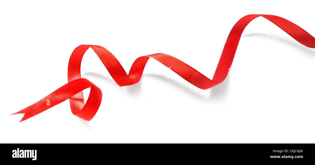 One beautiful red ribbon isolated on white Stock Photo - Alamy