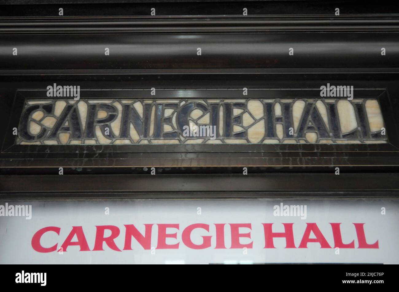 New York, USA. 16th July, 2024. The sign for Carnegie Hall is seen at ...