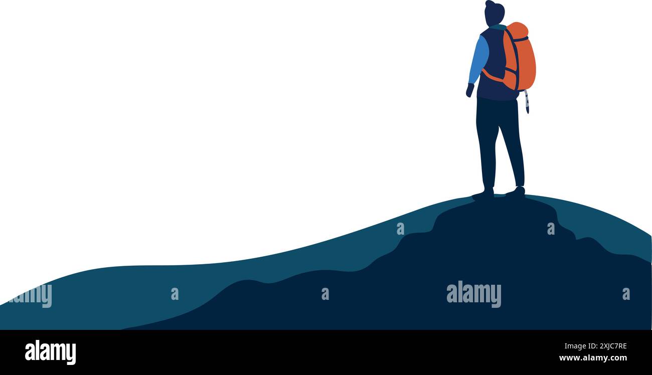 Man standing on a mountain peak Stock Vector Image & Art - Alamy