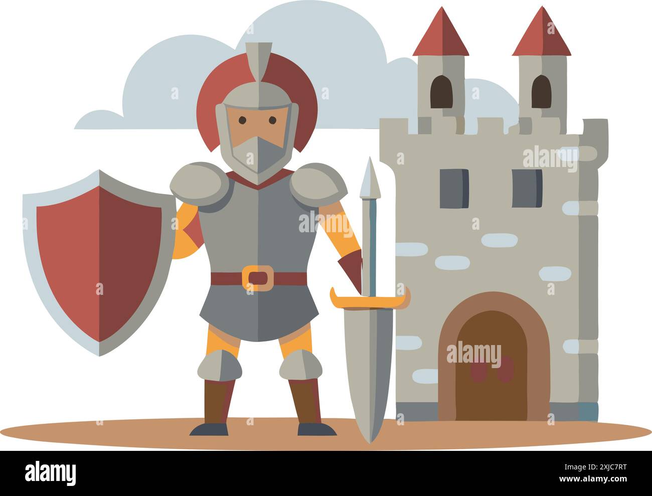 Knight in armor standing in front of a castle Stock Vector Image & Art ...