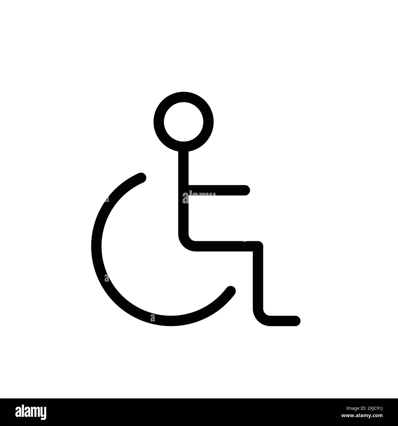 Disability Wheel Chair Icon Flat set in black and white color outline ...