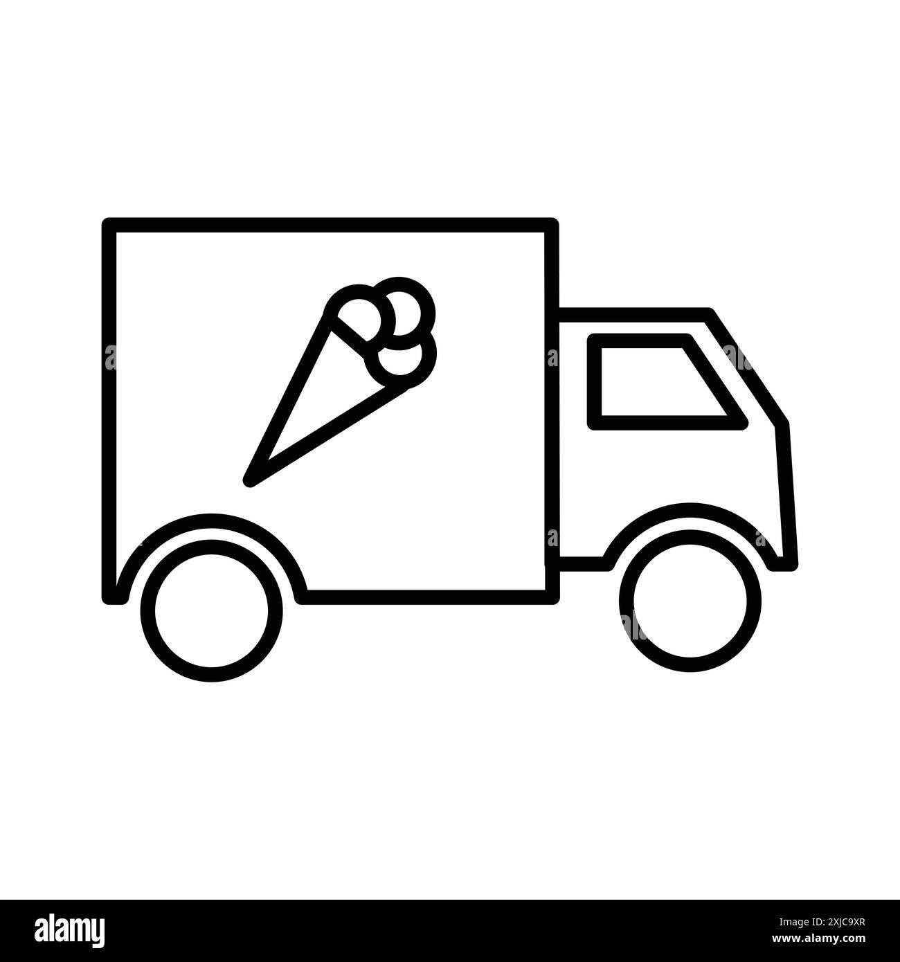 Ice cream van icon Flat set in black and white color outline vector Stock Vector