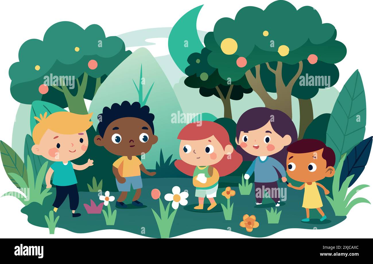 Diverse group of kids playing Stock Vector Images - Alamy