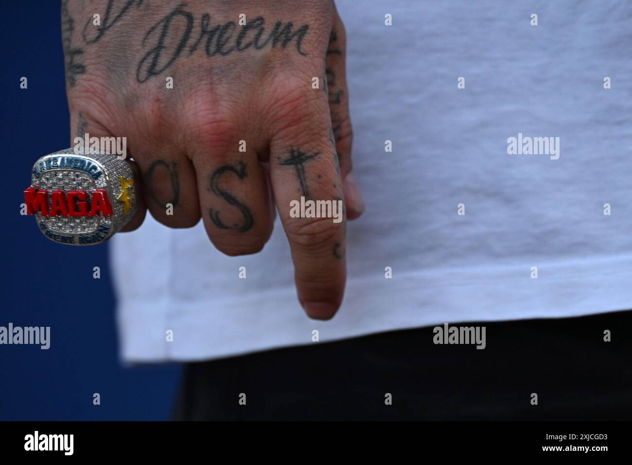 Milwaukee, United States. 17th July, 2024. Rapper Forgiato Blow wears a ...