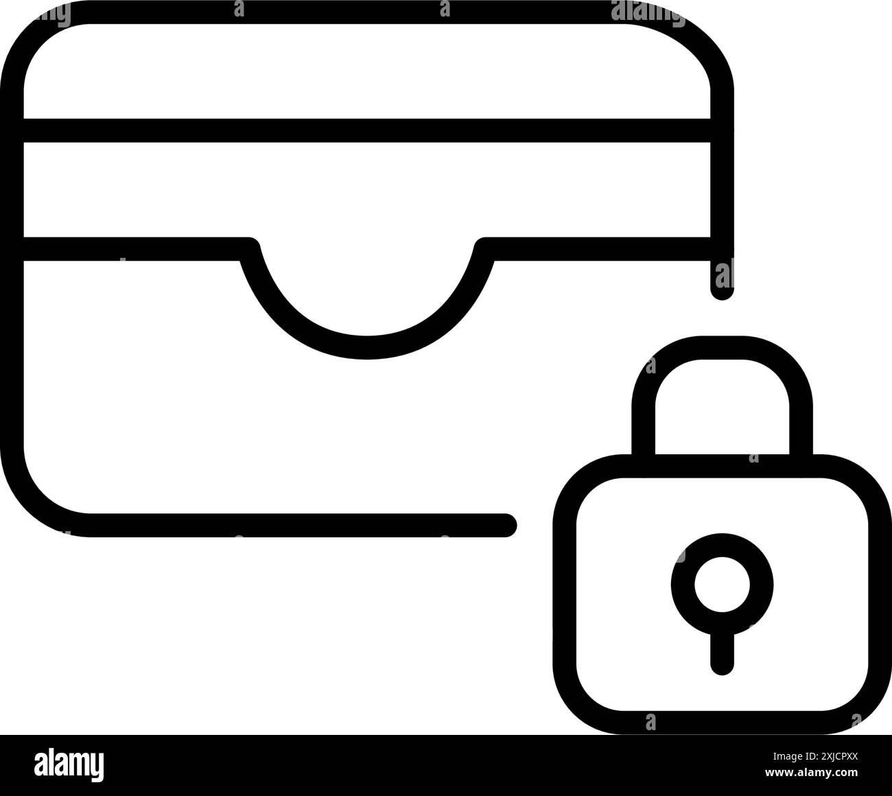 Card wallet and lock. Protected payment methods. Secure card information storage. Pixel perfect, editable stroke vector icon Stock Vector
