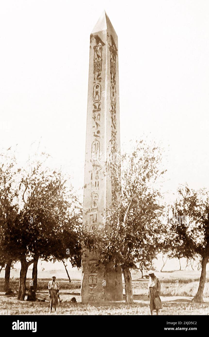 Cleopatra's Needle in Heliopolis, Egypt, in the 1870s Stock Photo