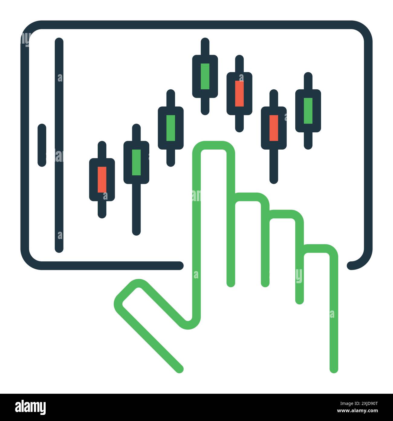 Candlestick Chart on Tablet Screen vector concept colored icon or symbol Stock Vector