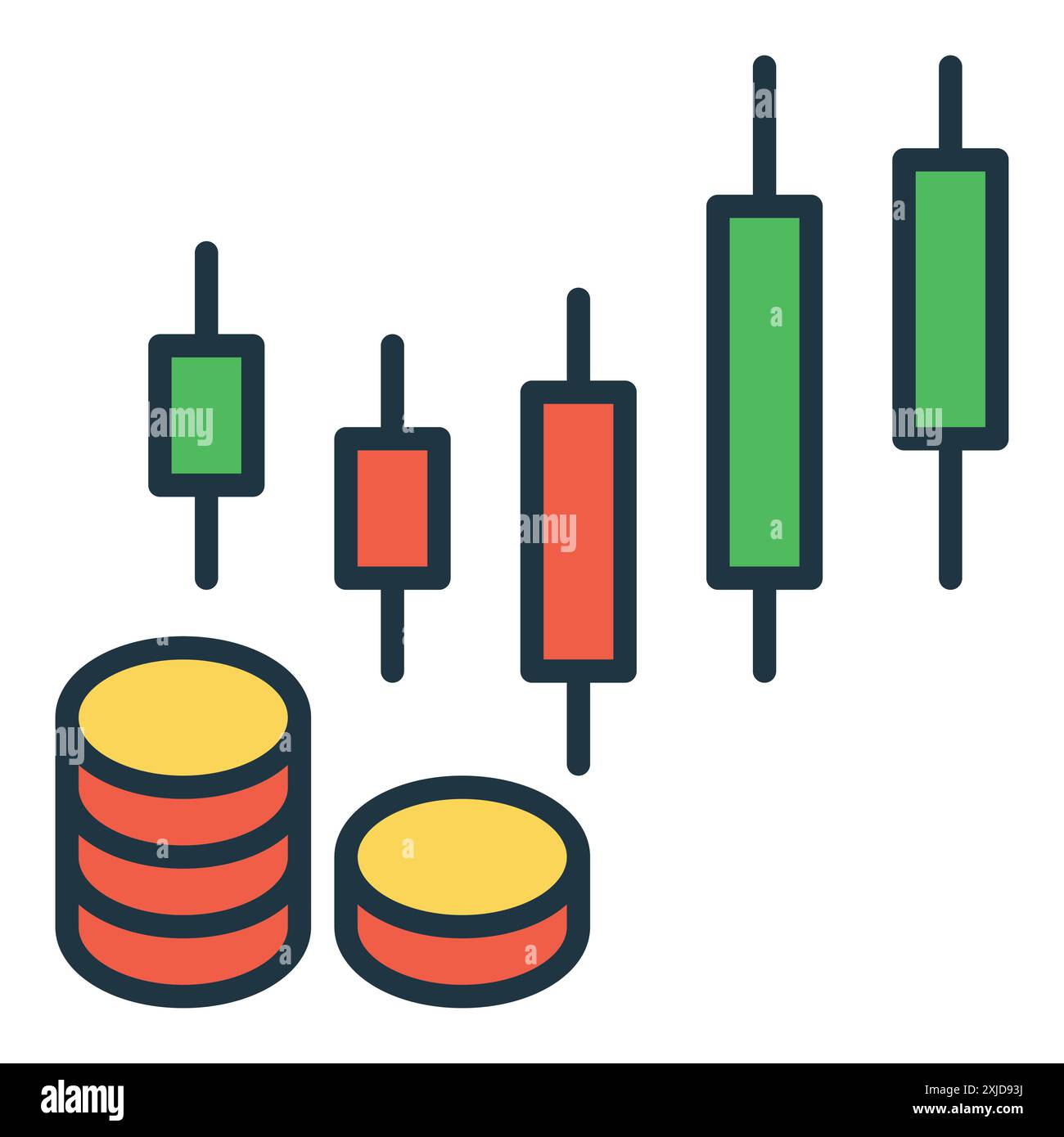 Candlestick Formation and Coins vector Technical Analysis concept ...